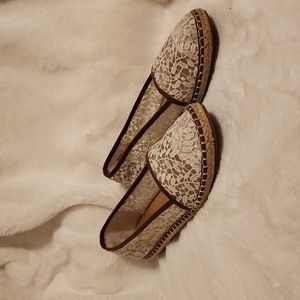 Women's White & Tan Sheer Espadrille Ballet Flats, 8.5M